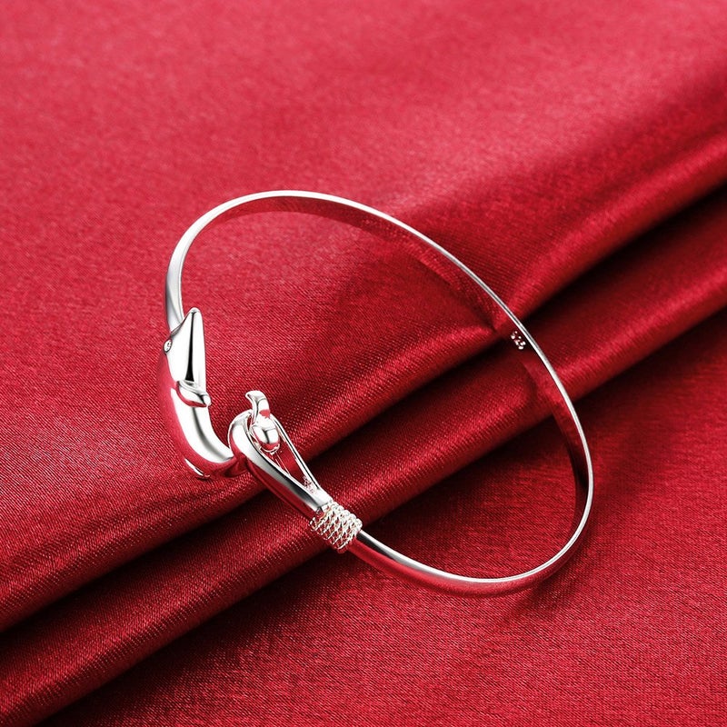 Cutesmile Fashion Jewelry 925 Sterling Silver Cute Dolphin Bangle Bracelets for Women - Image 3